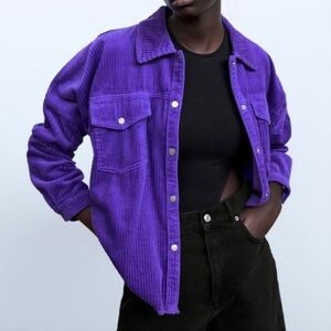 Zara Purple Corduroy Jacket, Size S, Brand New Without Tags